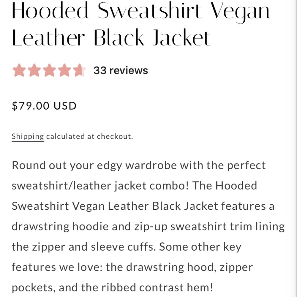Women’s Black vegan Leather Jacket - Picture 7 of 9